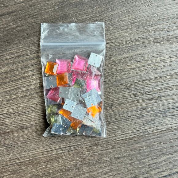 NWOT Ofray Pink Orange Yellow Colorful Square Mosaic Tile Beads - Picture 1 of 5